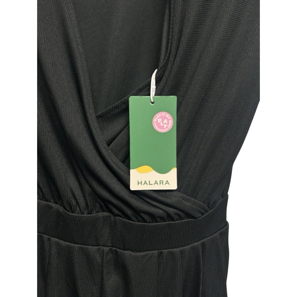 Halara V Neck Short Sleeve Pocket Waffle Casual Romper Black Medium NEW‎ - Picture 10 of 13